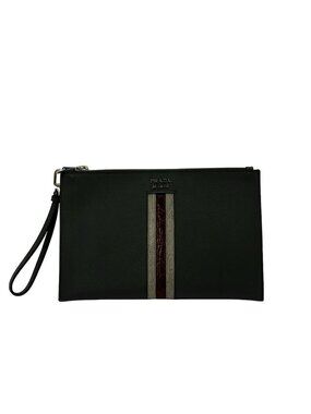 Prada Second Bag Dark Gray Light Bordeaux Leather